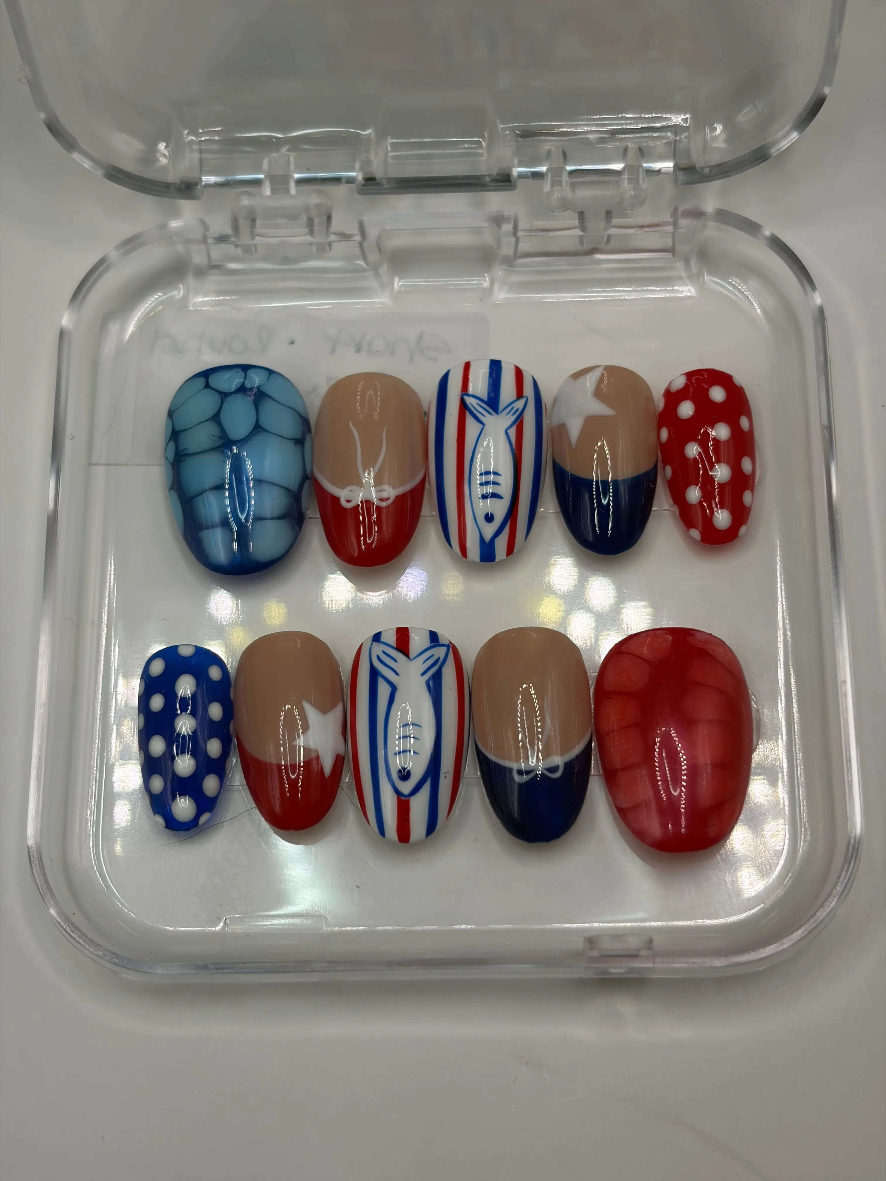 Lake Season | Red, White & Blue Nautical Press-On Nails | Handmade Gel-X Tips