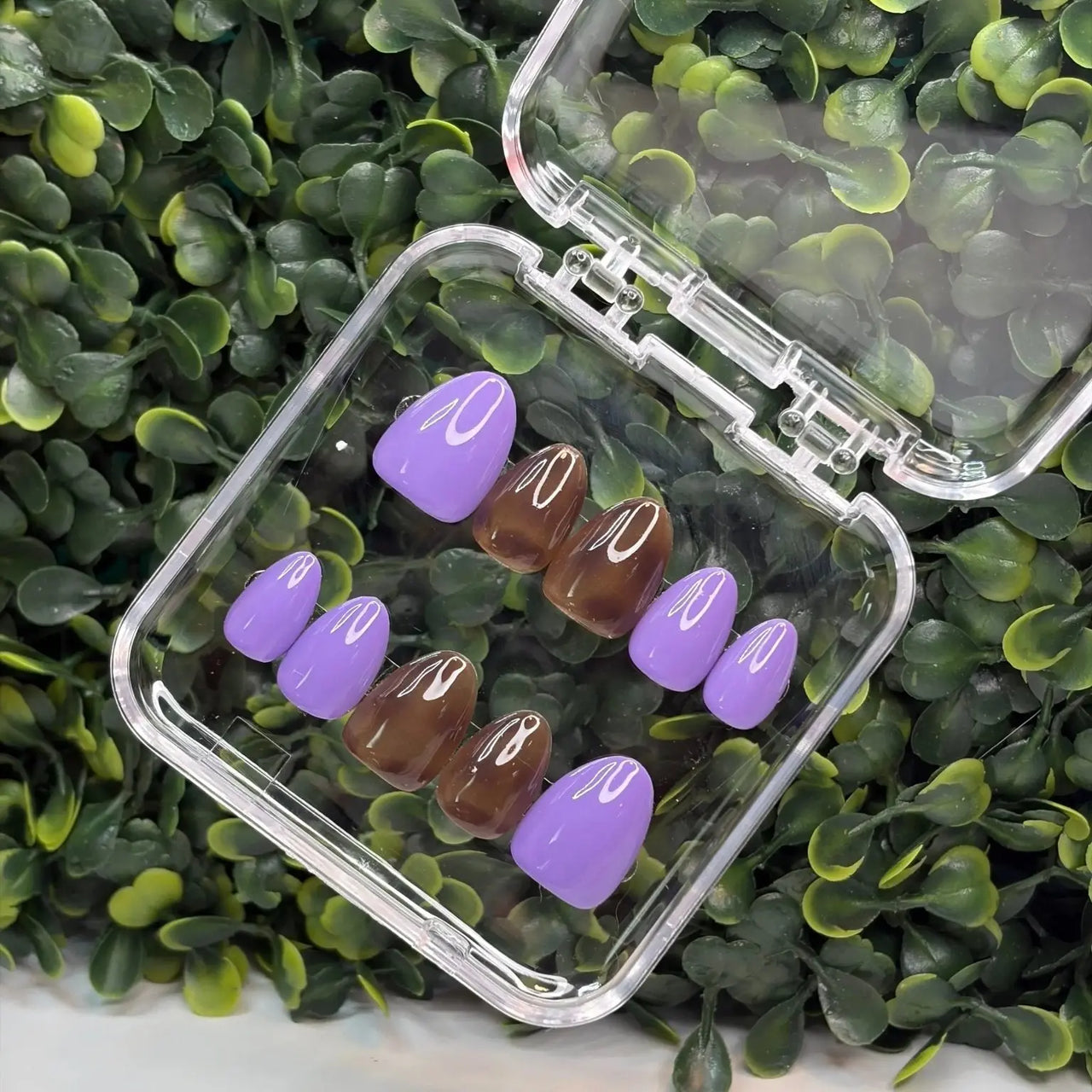 Contrast Theory | Tortoise Shell & Purple Press - On Nails | Mix & Match Handmade Gel - X Tips - E. Jo Nails