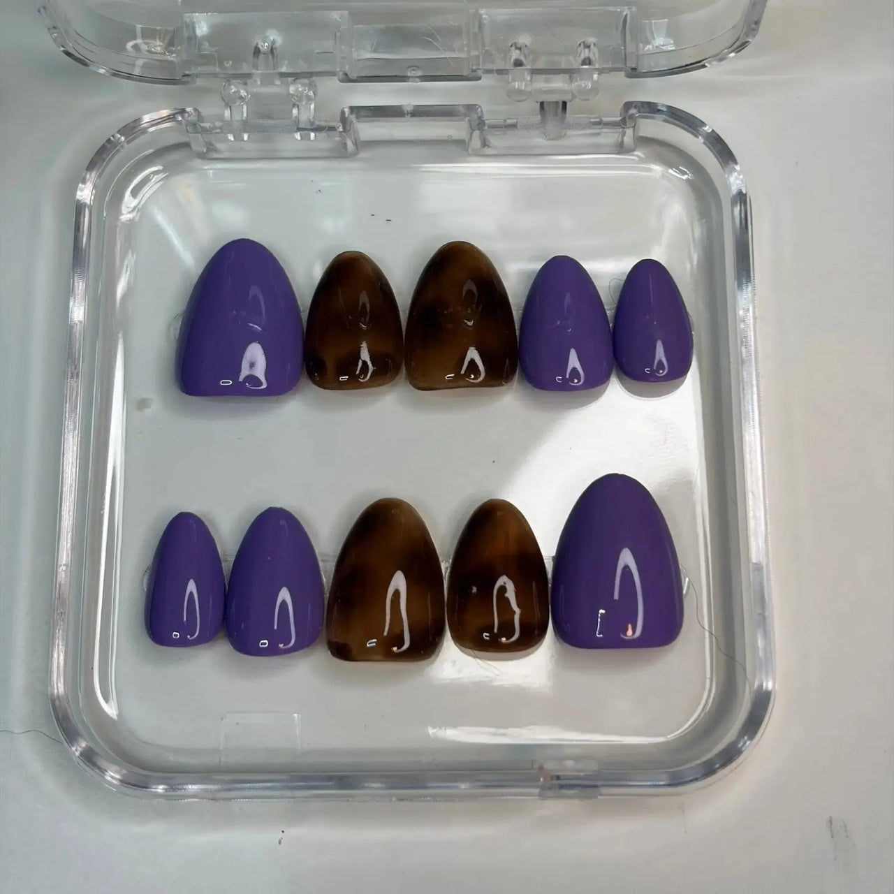Contrast Theory | Tortoise Shell & Purple Press - On Nails | Mix & Match Handmade Gel - X Tips - E. Jo Nails