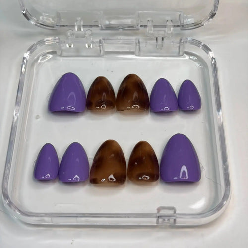 Contrast Theory | Tortoise Shell & Purple Press - On Nails | Mix & Match Handmade Gel - X Tips - E. Jo Nails