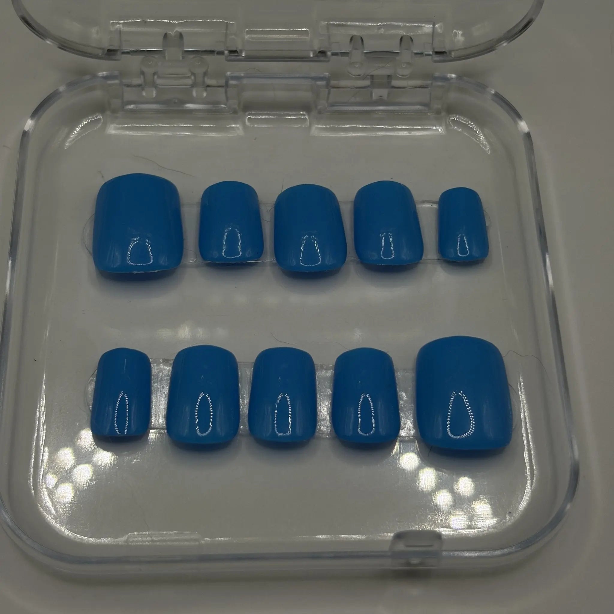 Island Blue Sky Blue Nails | Caribbean Water Summer Solid | Ready to Ship | Gel - X Tips - E. Jo Nails