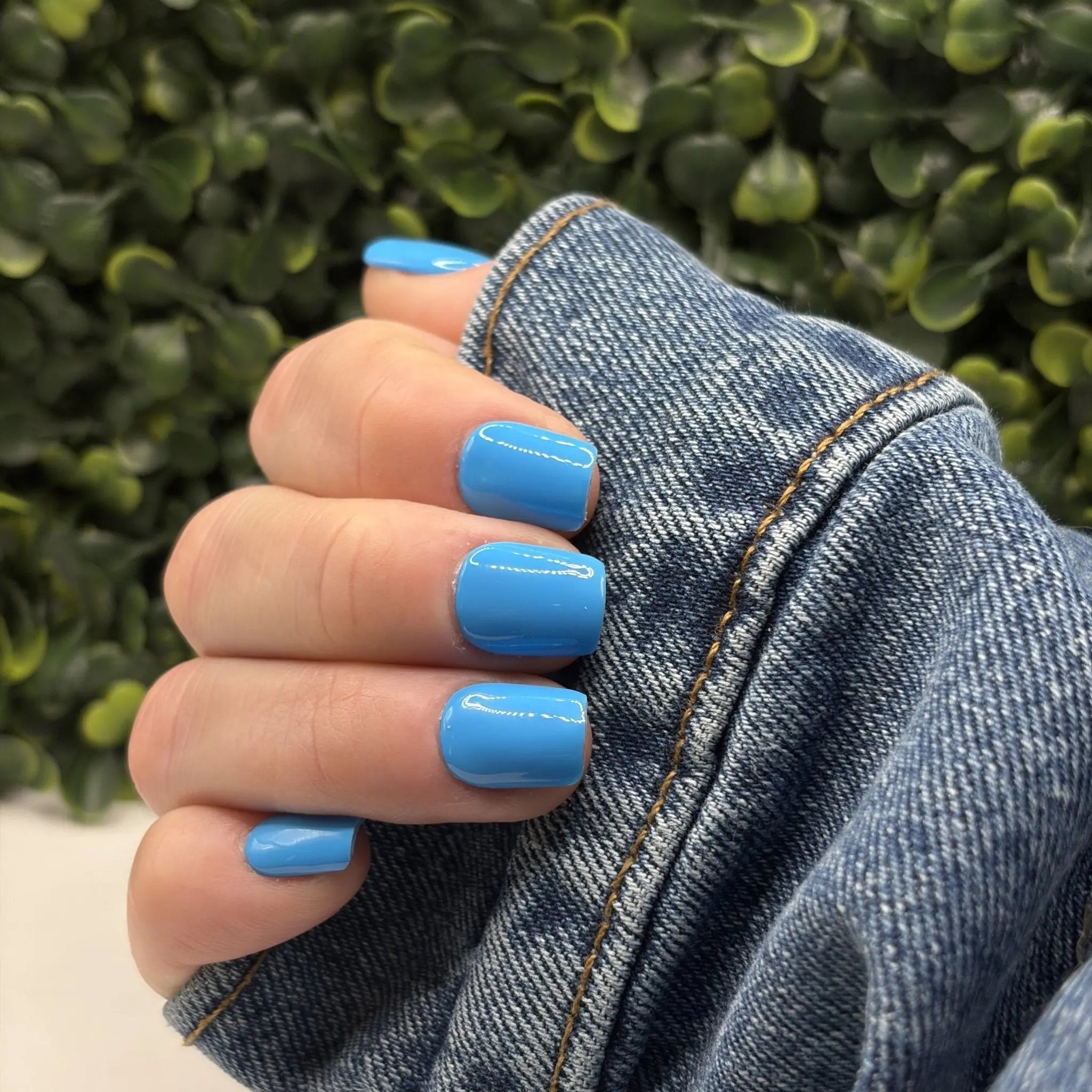 Island Blue Sky Blue Nails | Caribbean Water Summer Solid | Ready to Ship | Gel - X Tips - E. Jo Nails