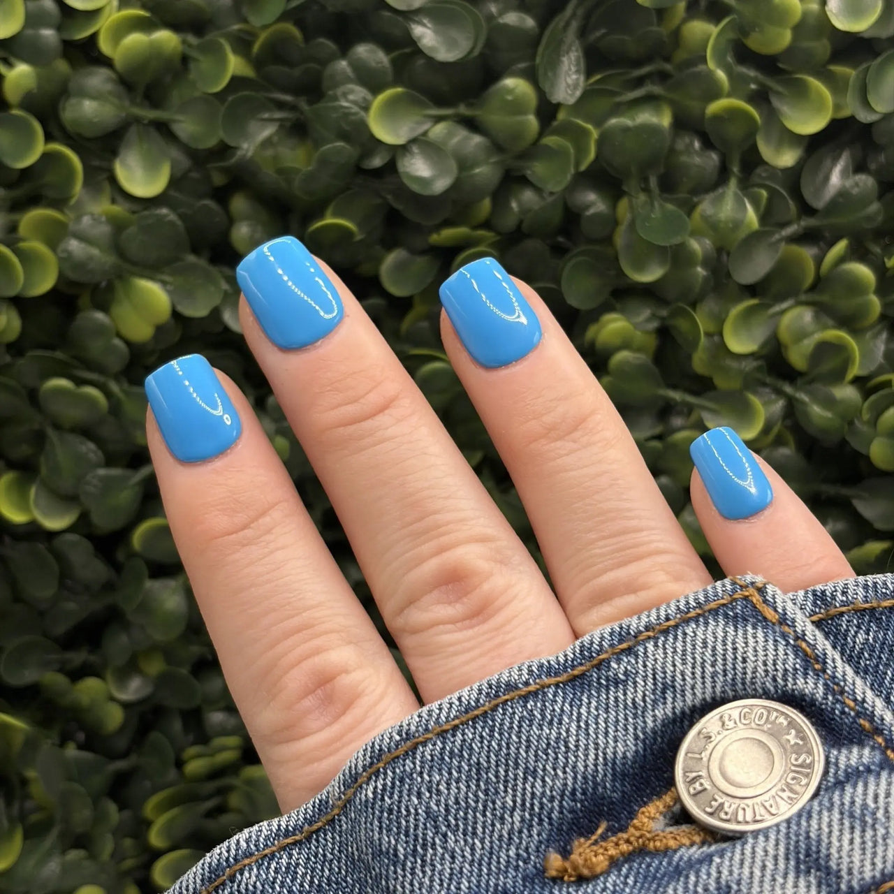 Island Blue Sky Blue Nails | Caribbean Water Summer Solid | Ready to Ship | Gel - X Tips - E. Jo Nails