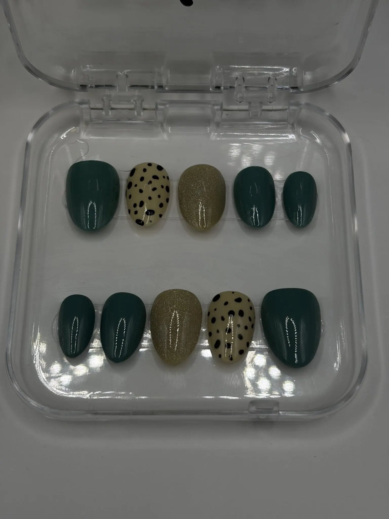 Moss & Speckle Glossy Green Nails | Earthy Abstract Solid | Made to Order | Gel - X Tips - E. Jo Nails