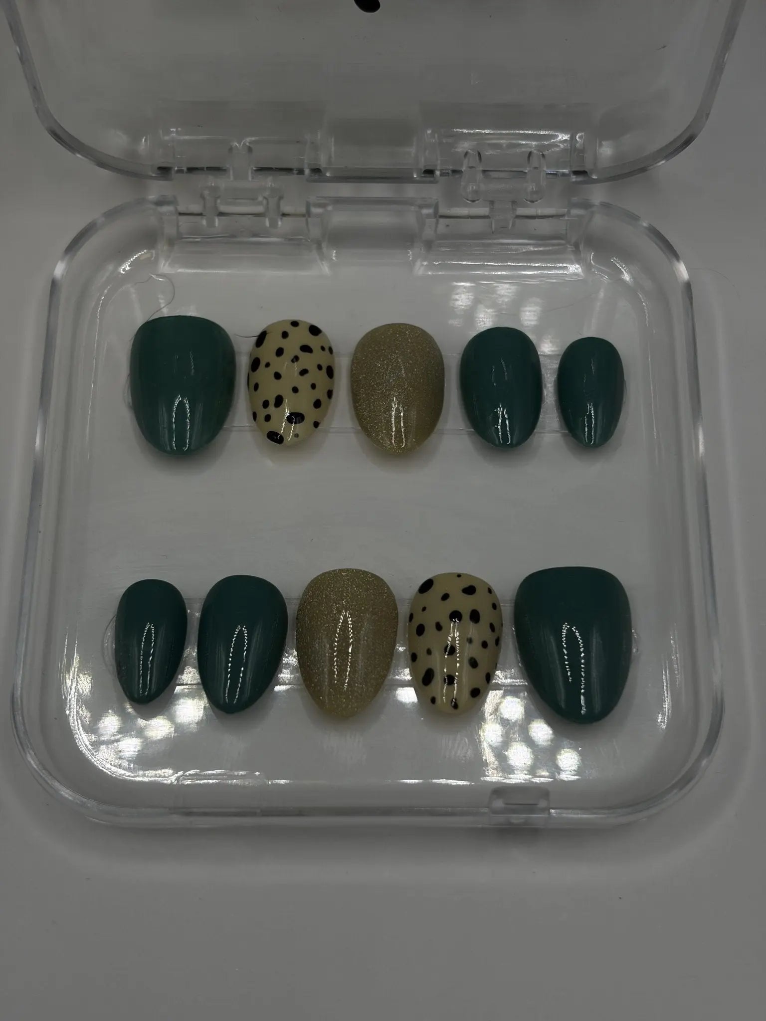 Moss & Speckle Glossy Green Nails | Earthy Abstract Solid | Made to Order | Gel - X Tips - E. Jo Nails