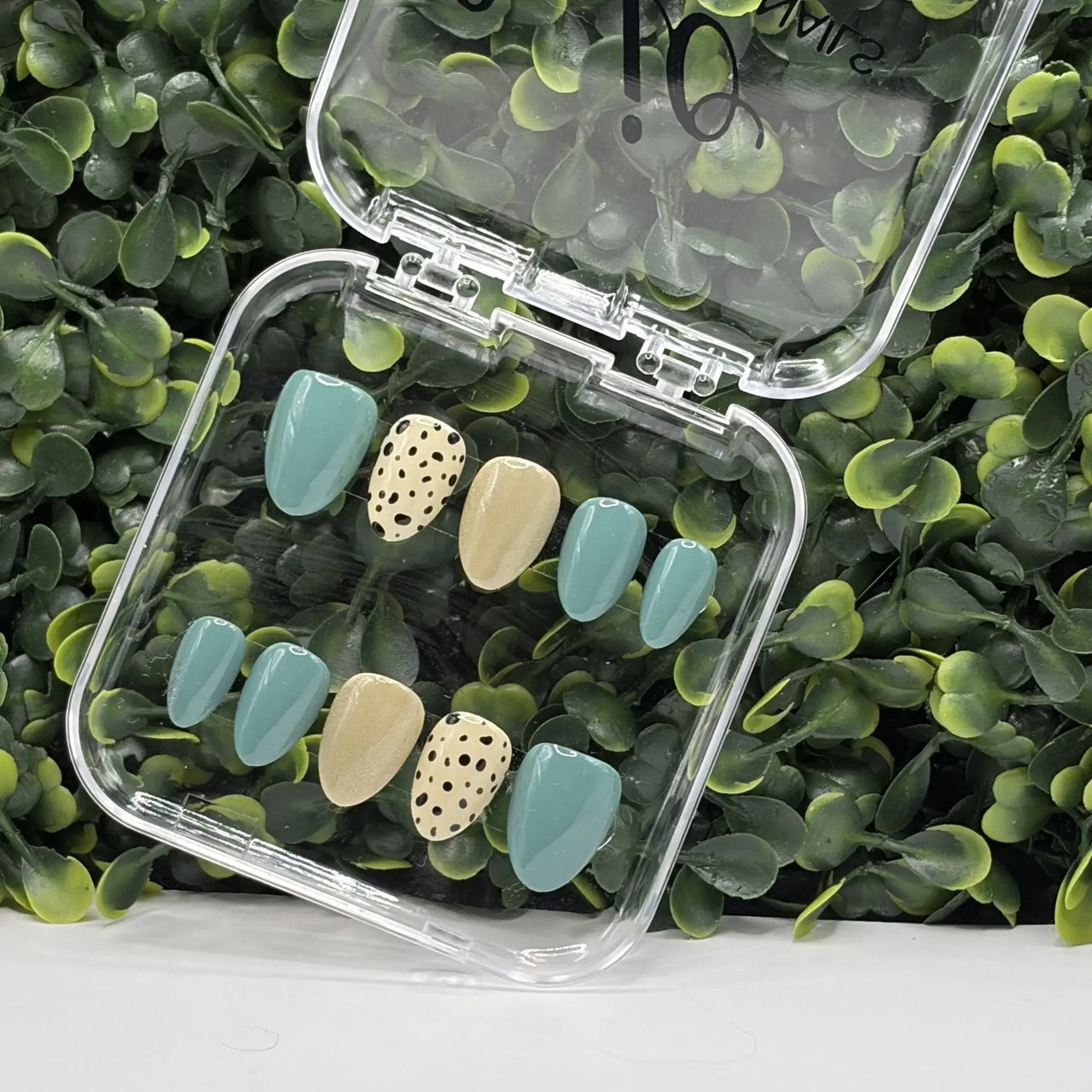 Moss & Speckle Glossy Green Nails | Earthy Abstract Solid | Made to Order | Gel - X Tips - E. Jo Nails