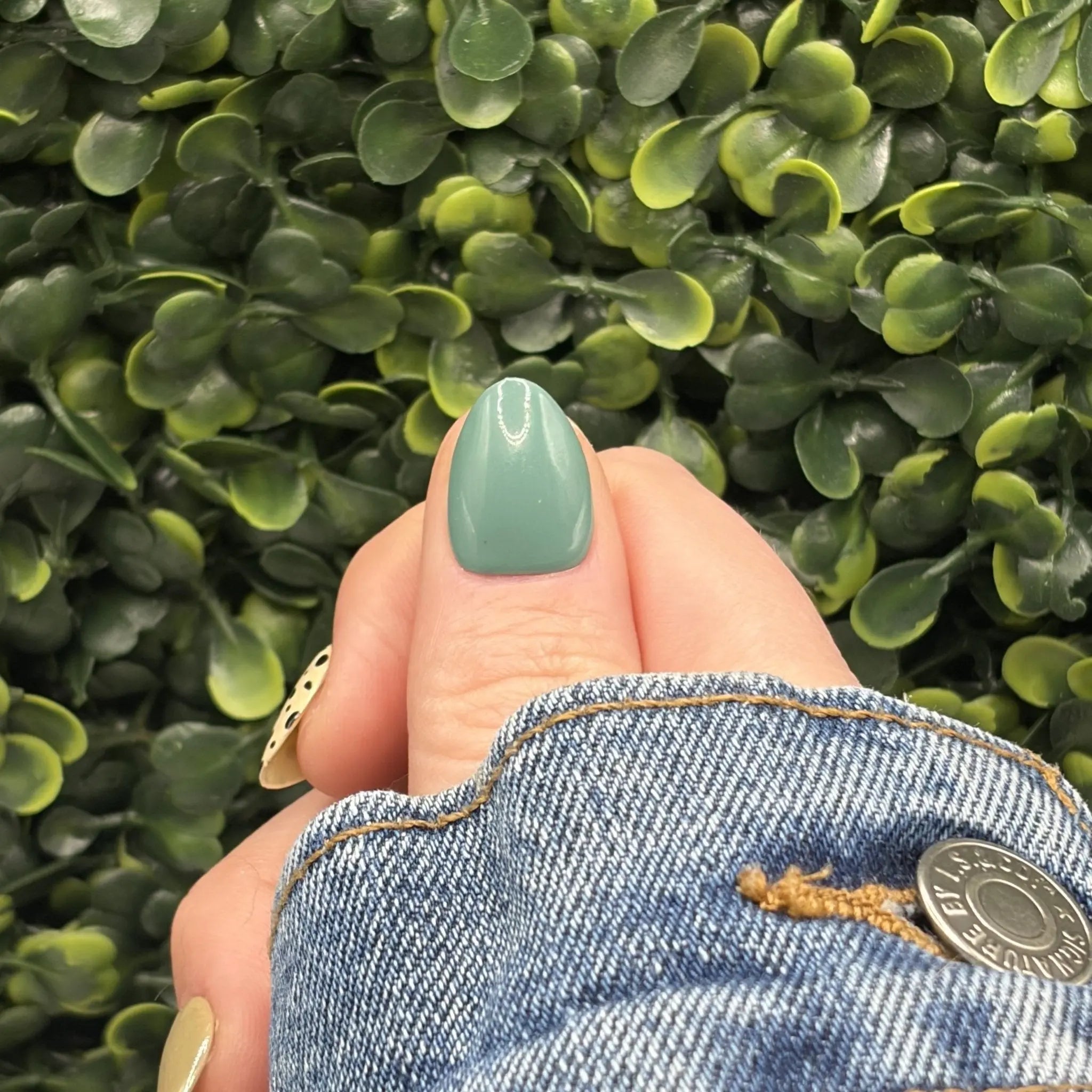 Moss & Speckle Glossy Green Nails | Earthy Abstract Solid | Made to Order | Gel - X Tips - E. Jo Nails