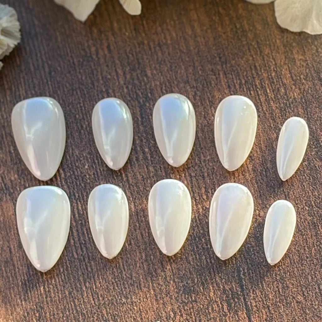 Veil | Luxury Bridal White Chrome Press-On Nails | Handmade Gel-X Tips